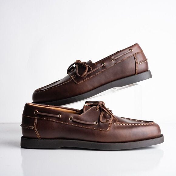 Zara Mens Leather Boat Loafers Shoes Brown Sz US 11 EU 44  2473/320 NWT - Picture 1 of 7
